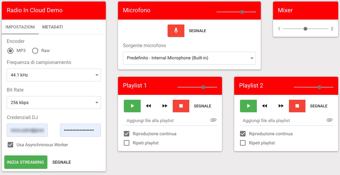 Regia automatica web RADIO IN CLOUD